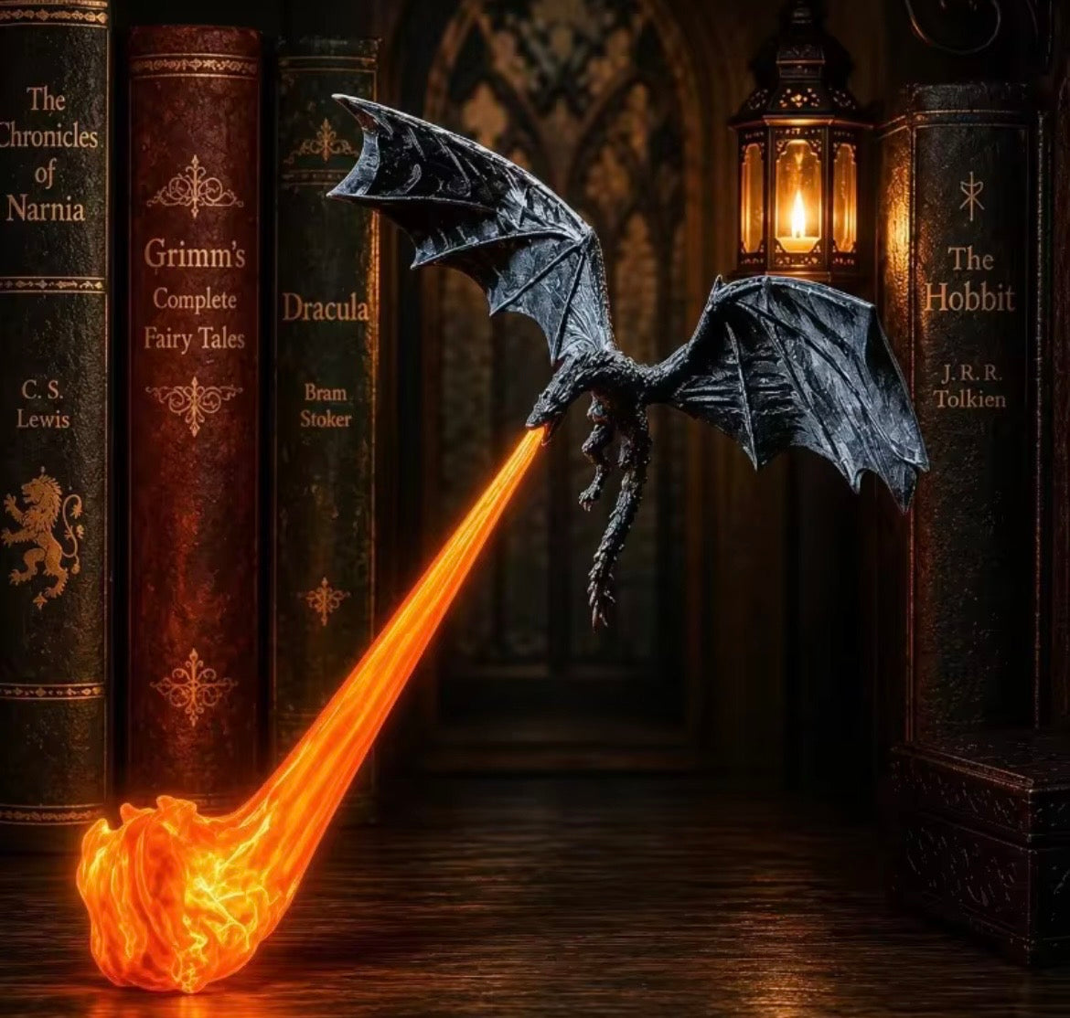 Dragon LED Halloween bookshelf decor