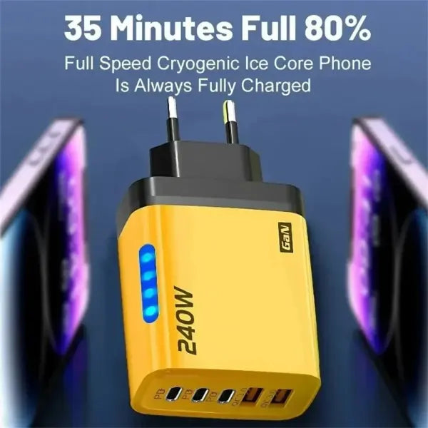 240W GaN USB C Charger 5 Port Adapter – Fast Charging Compatible Models