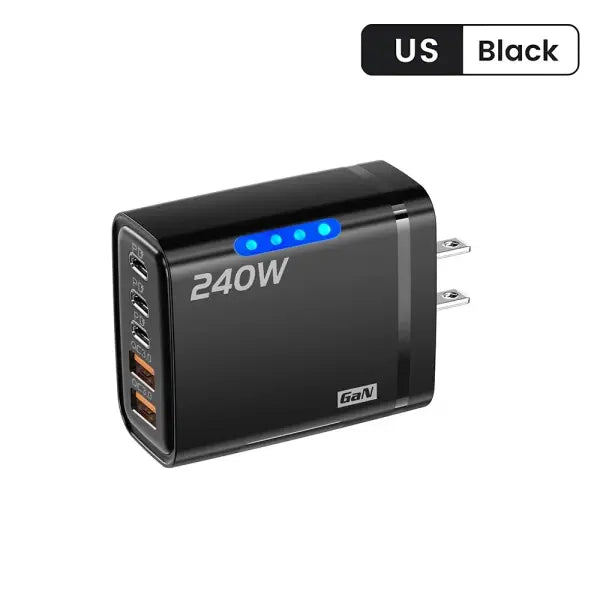 240W GaN USB C Charger 5 Port Adapter – Fast Charging Compatible Models