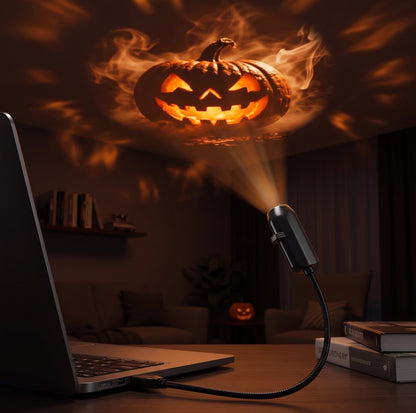 USB Projector Light Halloween Ghost Skull Night Light Switchable Pattern LED Projector Lamp for Room Ceiling Window Wall Decor