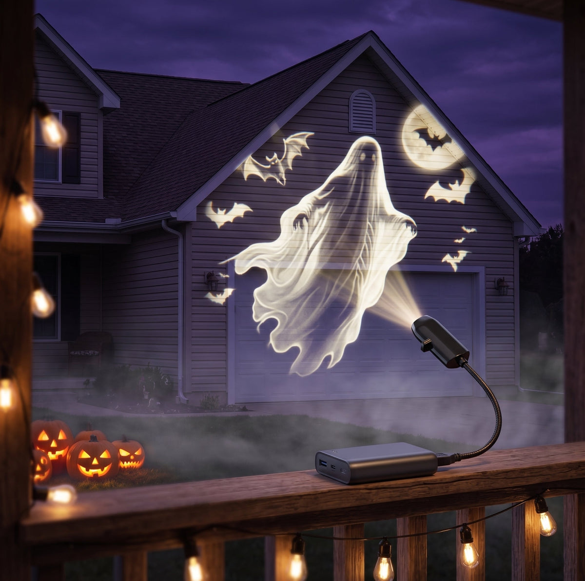 USB Projector Light Halloween Ghost Skull Night Light Switchable Pattern LED Projector Lamp for Room Ceiling Window Wall Decor