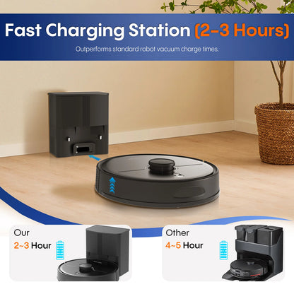 A6Pro 5000Pa Suction 3-in-1 Robot Vacuum Mop LiDAR Navigation Wi-Fi/App/Alexa Compatible Hard Floors Hotels Wet Dry Battery