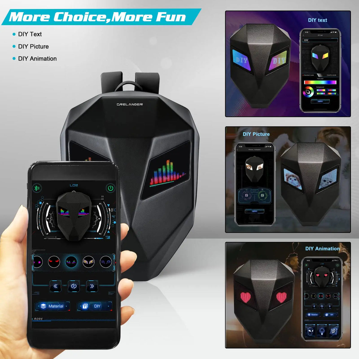 waterproof laptop backpack with LED display
