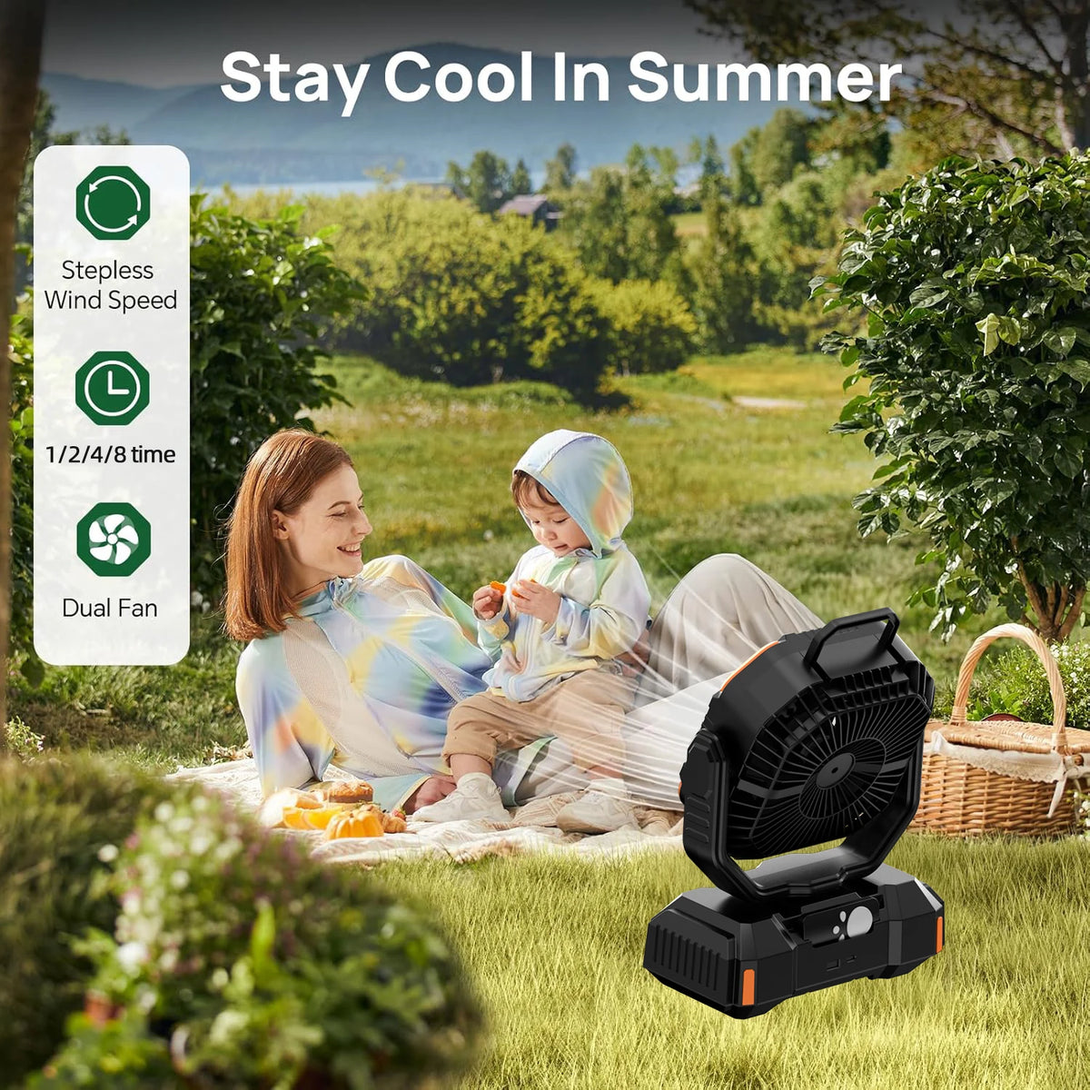 portable camping fan with power bank
