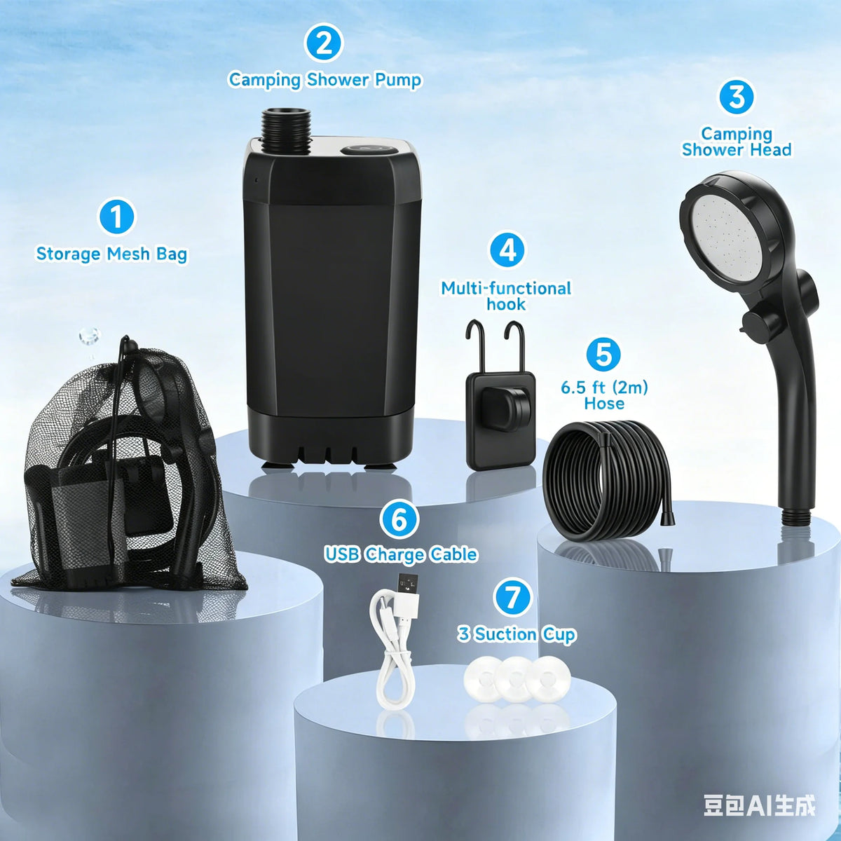 rechargeable camping shower