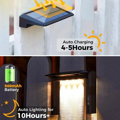 Outdoor Solar Wall Lights | Solar Powered Wall Lantern with 150 Lumen Brightness | Waterproof Design for Yard Safety