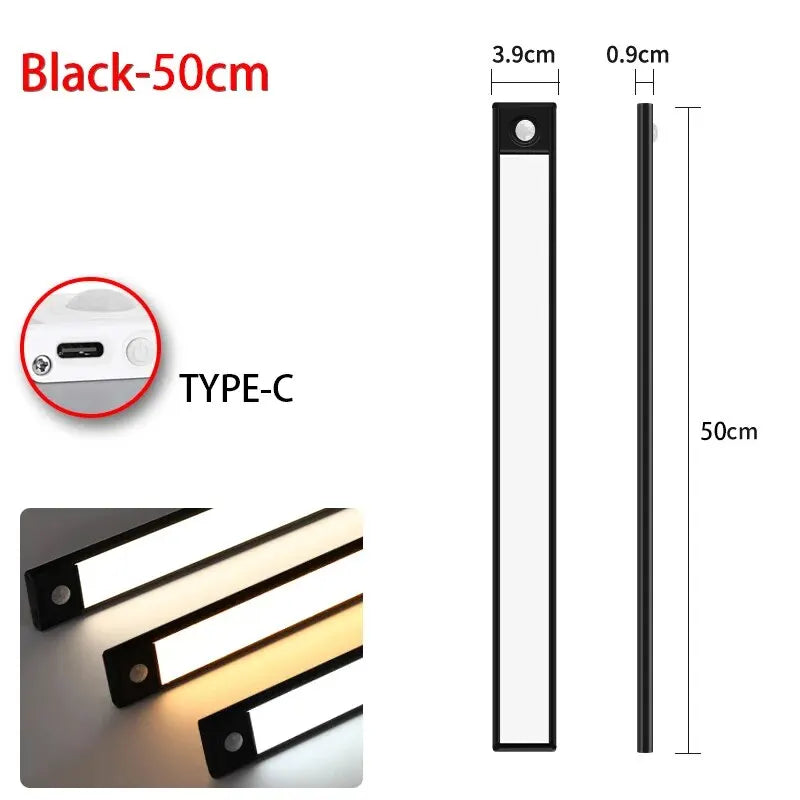 LED Motion Sensor Under Cabinet Light – USB Wireless, 3-Color, Kitchen & Wardrobe Lighting