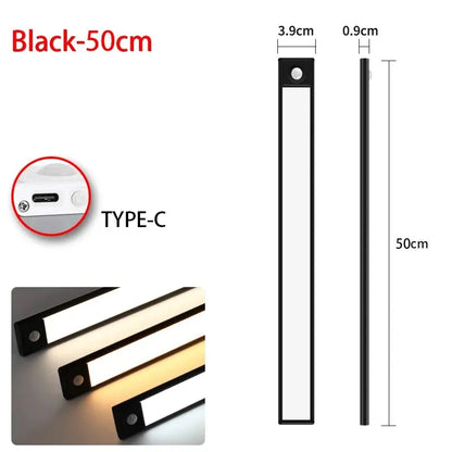 LED Motion Sensor Under Cabinet Light – USB Wireless, 3-Color, Kitchen & Wardrobe Lighting