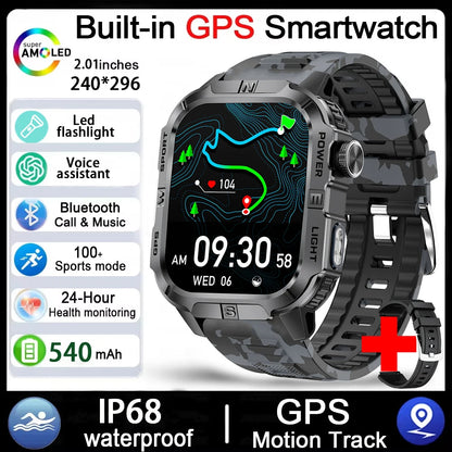 Men's GPS Smart Watch Outdoor Fitness Tracker AMOLED Bluetooth Call