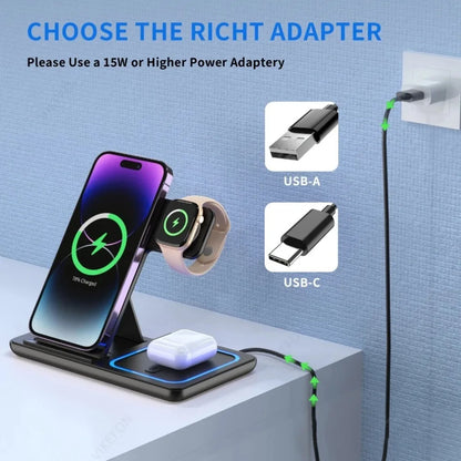 3-in-1 Foldable Wireless Charging Station for iPhone, Watch & AirPods