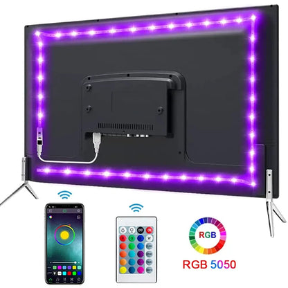 Bluetooth LED Strip Lights Smart SMD 5050 APP Remote Control Flexible Ribbon Diode Lamp Tape TV Backlights Game Room Home Decor