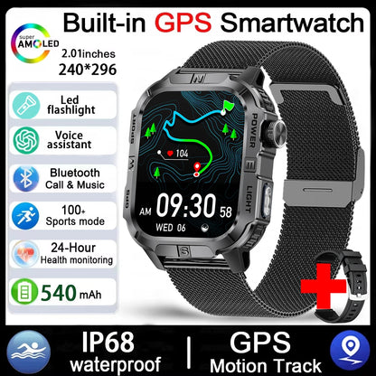 Men's GPS Smart Watch Outdoor Fitness Tracker AMOLED Bluetooth Call