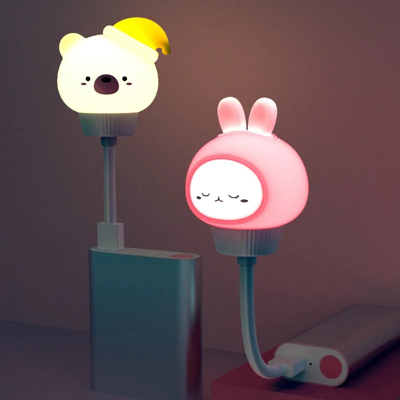 Cute Cartoon LED USB Night Light with Remote for Kids Bedroom & Bedside Lamp