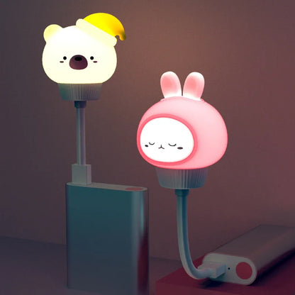 Cute Cartoon LED USB Night Light with Remote for Kids Bedroom & Bedside Lamp