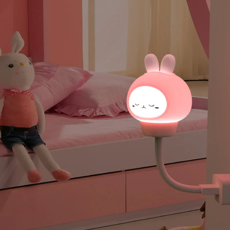 Cute Cartoon LED USB Night Light with Remote for Kids Bedroom & Bedside Lamp