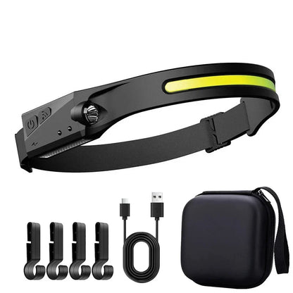 Heinast LED Rechargeable Headlamp 230° Wide Beam – Motion Sensor USB Camping Head Torch