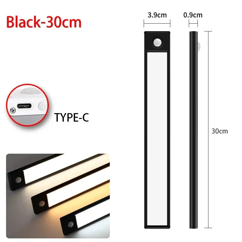 LED Motion Sensor Under Cabinet Light – USB Wireless, 3-Color, Kitchen & Wardrobe Lighting