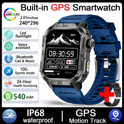Men's GPS Smart Watch Outdoor Fitness Tracker AMOLED Bluetooth Call