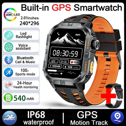 Men's GPS Smart Watch Outdoor Fitness Tracker AMOLED Bluetooth Call