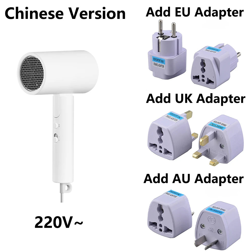 MIJIA 1600W Foldable Ionic Hair Dryer – 20,000 RPM High-Speed Motor, 15m/s Airflow for Quick Drying & Travel