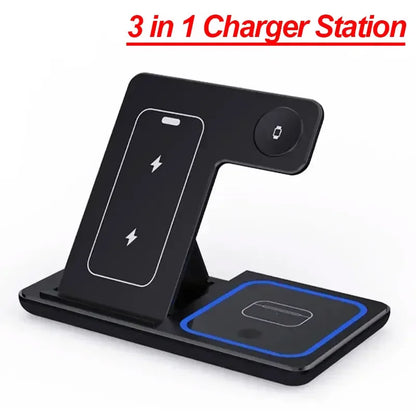 3-in-1 Foldable Wireless Charging Station for iPhone, Watch & AirPods