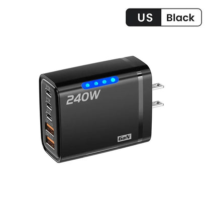 240W GaN USB C Charger 5 Port Adapter – Fast Charging Compatible Models