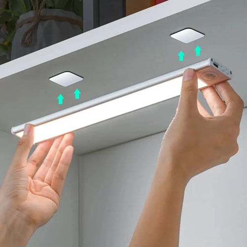 LED Motion Sensor Under Cabinet Light – USB Wireless, 3-Color, Kitchen & Wardrobe Lighting