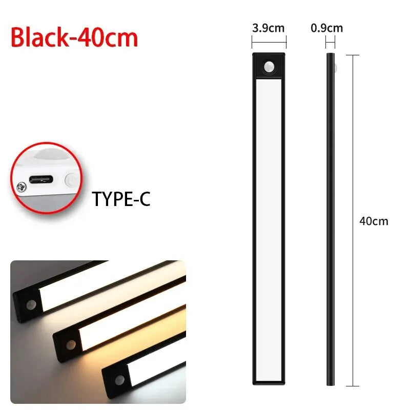 LED Motion Sensor Under Cabinet Light – USB Wireless, 3-Color, Kitchen & Wardrobe Lighting