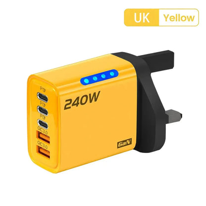 240W GaN USB C Charger 5 Port Adapter – Fast Charging Compatible Models
