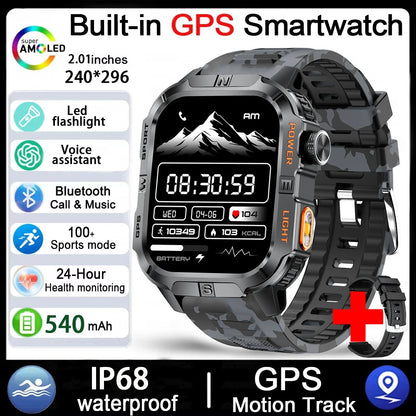 Men's GPS Smart Watch Outdoor Fitness Tracker AMOLED Bluetooth Call