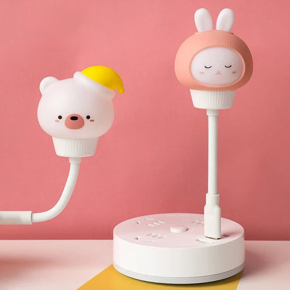 Cute Cartoon LED USB Night Light with Remote for Kids Bedroom & Bedside Lamp