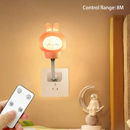 Cute Cartoon LED USB Night Light with Remote for Kids Bedroom & Bedside Lamp