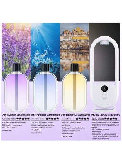 Rechargeable portable aroma diffuser Essential Oil Aromatherapy machine Timed air freshener to remove odors 5 modes timed spray