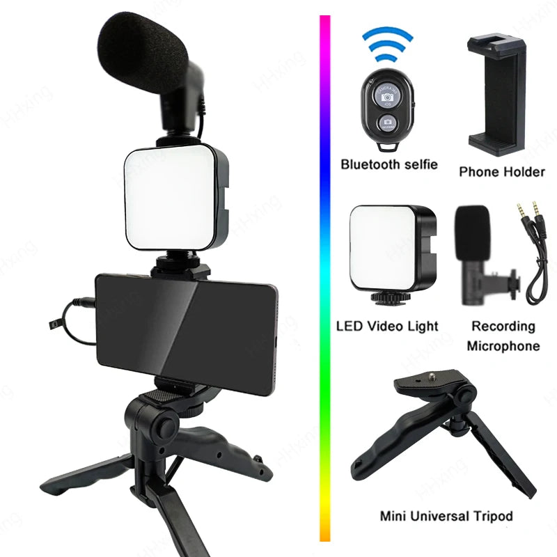 All-in-One Creator Kit – Phone Tripod, Mic & Ring Light