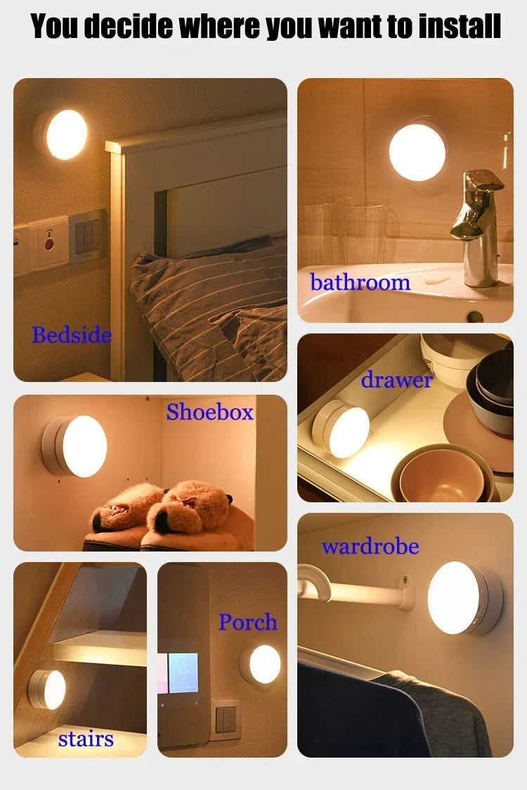 LED Night Light USB - Motion Sensor Bedside Cabinet & Wardrobe Lamp