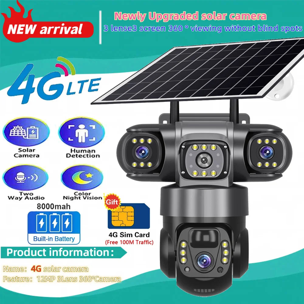 See It All: Triple-Lens Solar 360° Dome Camera