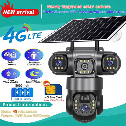 See It All: Triple-Lens Solar 360° Dome Camera
