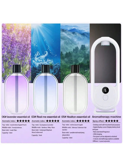 Rechargeable portable aroma diffuser Essential Oil Aromatherapy machine Timed air freshener to remove odors 5 modes timed spray