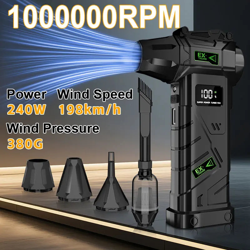 Powerful Violent Fan 1000000RPM Turbo Air Blower 380G Thrust High Speed Brushless Turbo Jet Blower With LED Lighting