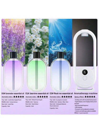 Rechargeable portable aroma diffuser Essential Oil Aromatherapy machine Timed air freshener to remove odors 5 modes timed spray