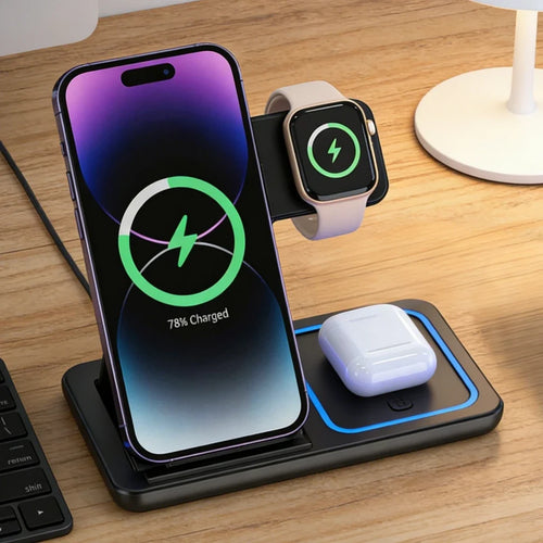 3-in-1 Foldable Wireless Charging Station for iPhone, Watch & AirPods