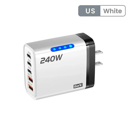 240W GaN USB C Charger 5 Port Adapter – Fast Charging Compatible Models