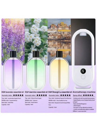 Rechargeable portable aroma diffuser Essential Oil Aromatherapy machine Timed air freshener to remove odors 5 modes timed spray