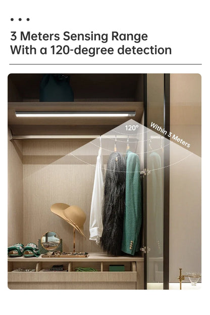 LED Motion Sensor Under Cabinet Light – USB Wireless, 3-Color, Kitchen & Wardrobe Lighting