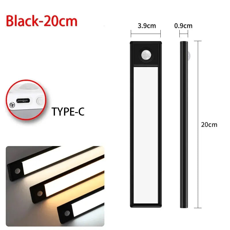 LED Motion Sensor Under Cabinet Light – USB Wireless, 3-Color, Kitchen & Wardrobe Lighting