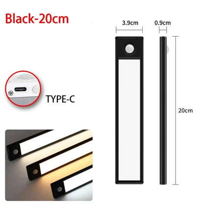 LED Motion Sensor Under Cabinet Light – USB Wireless, 3-Color, Kitchen & Wardrobe Lighting