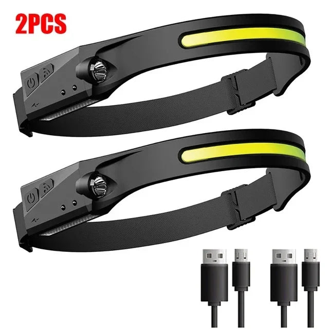 Heinast LED Rechargeable Headlamp 230° Wide Beam – Motion Sensor USB Camping Head Torch