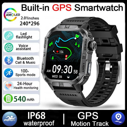 Men's GPS Smart Watch Outdoor Fitness Tracker AMOLED Bluetooth Call