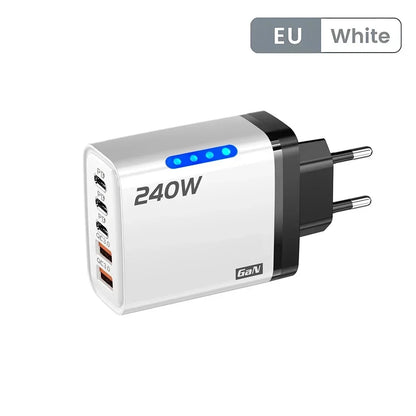240W GaN USB C Charger 5 Port Adapter – Fast Charging Compatible Models