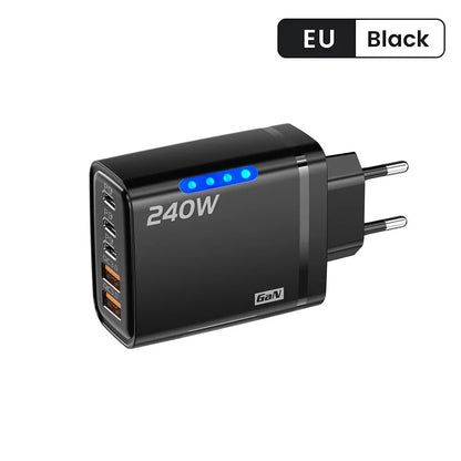 240W GaN USB C Charger 5 Port Adapter – Fast Charging Compatible Models